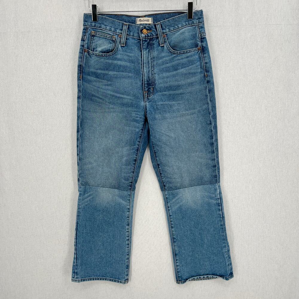 MADEWELL Retro Crop Bootcut Jeans Womens 27 Blue Two Tone Edition High Rise - Picture 5 of 13